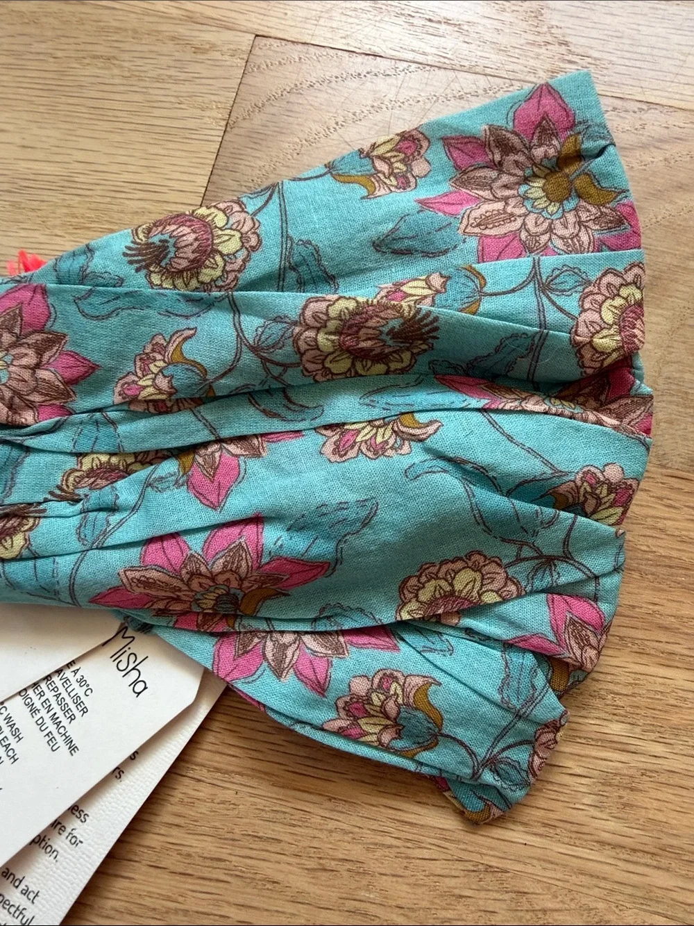 NWT! Louise Misha Floral Twisted Headband in Teal/Pink Girls sz 8-12 year (T4)